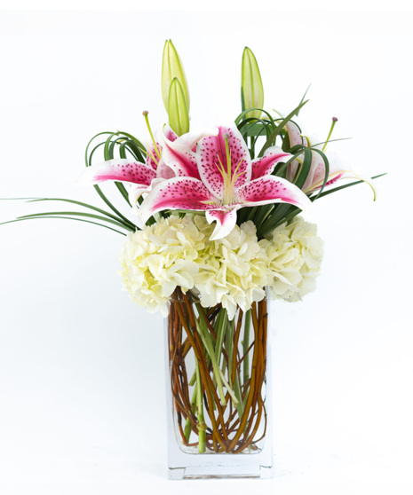 Princess Bouquet of pink and white hydrangea and lilies